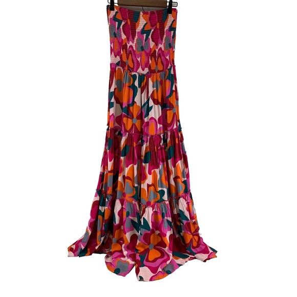 Abel The Label ATL Strapless Bright Multi Pink Floral Maxi Dress New Tags Large - Picture 1 of 11
